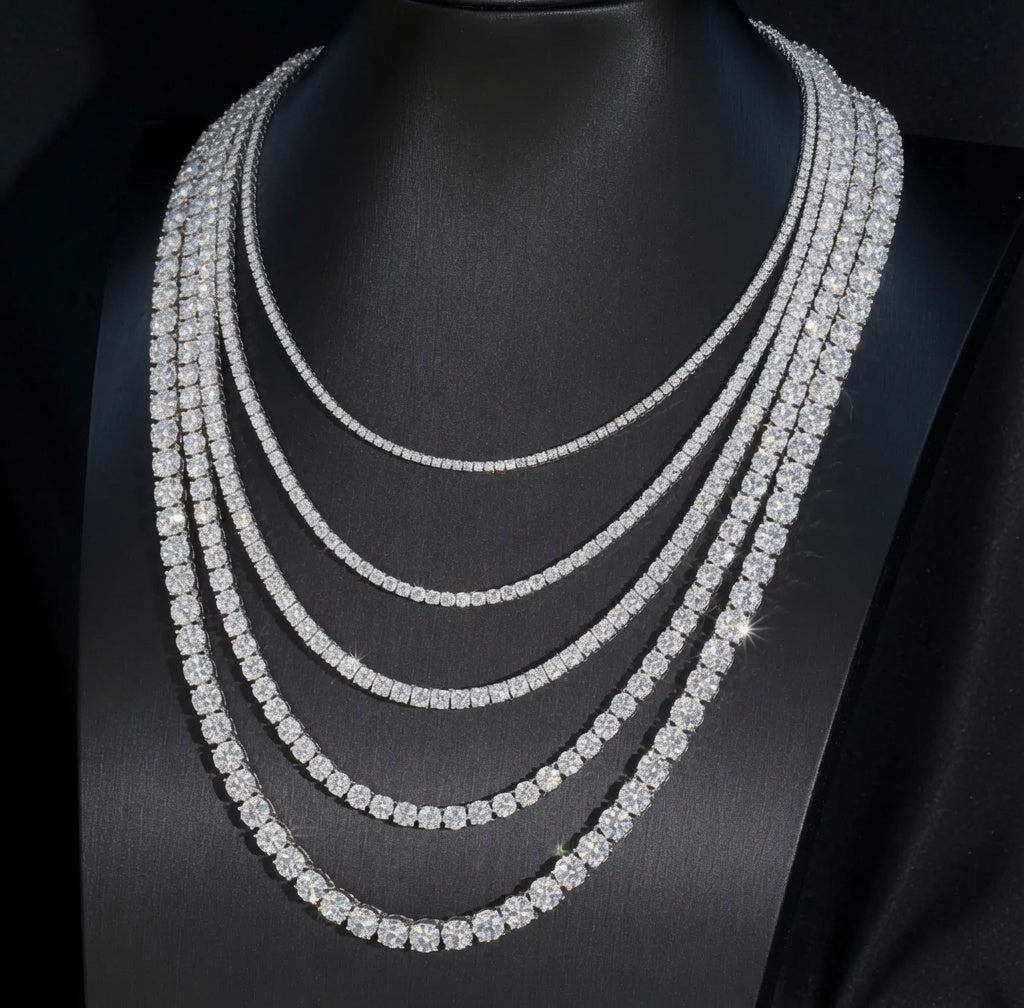 Cadena/collar tenis en plata esterlina .925 con moissanita VVS1