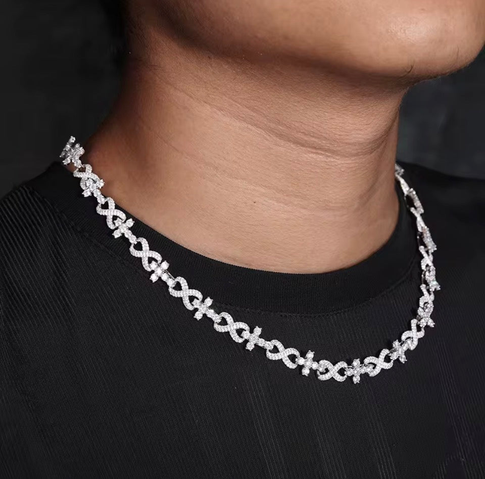 Cadena Infinito Ice con Cruces en Plata Esterlina .925 con Moissanita VVS1