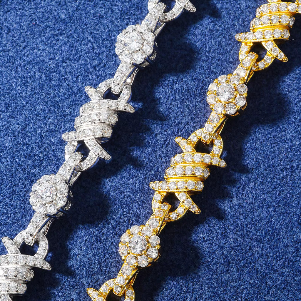 Pulsera Barbed Ice en Plata .925 con Moissanita VVS1