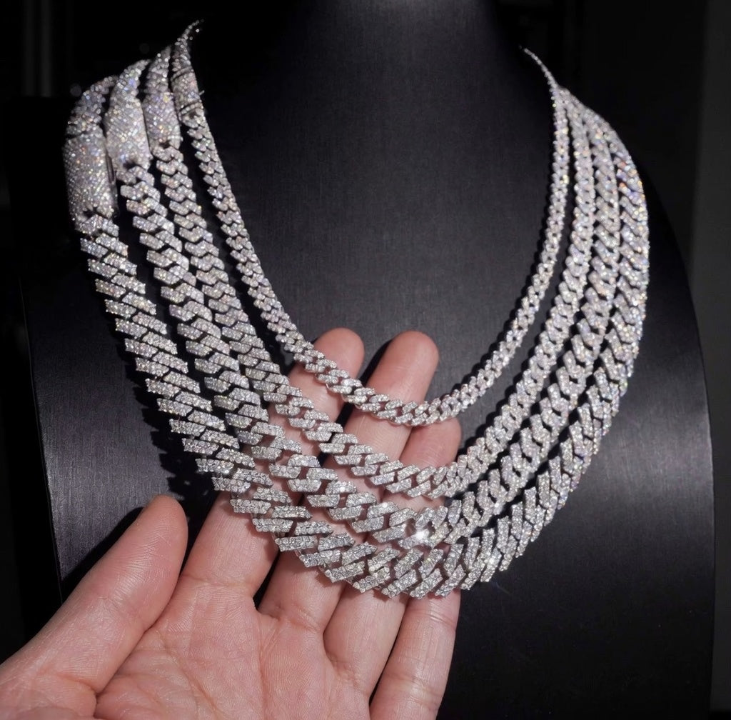 Cadena Cubana de Plata .925 con Moissanita VVS1