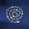 Cadena Mosaic Multicolor en Plata .925 con Moissanita VVS1 y Zirconias de Color