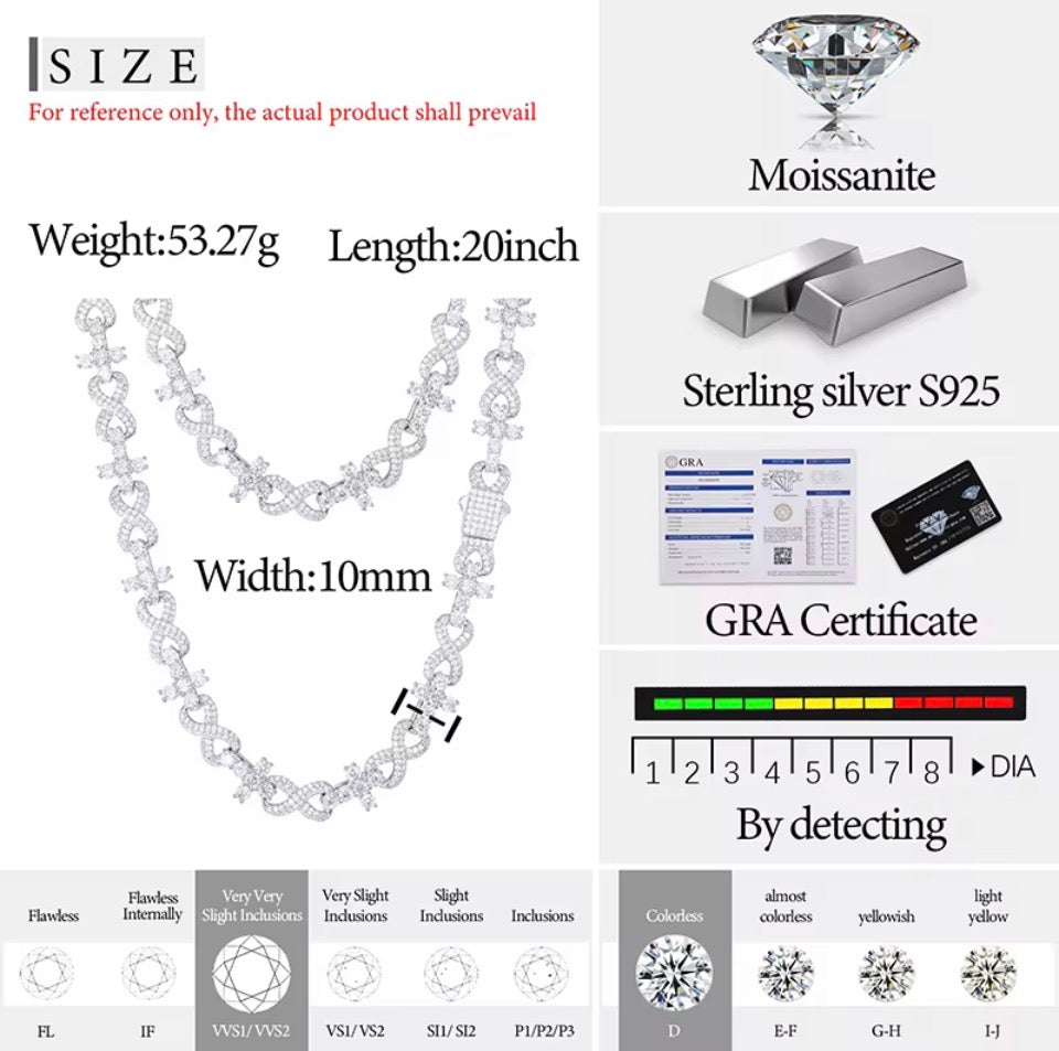 Cadena Infinito Ice con Cruces en Plata Esterlina .925 con Moissanita VVS1