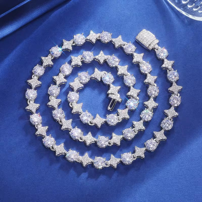 Cadena Stellar Ice 6mm en Plata .925 con Moissanita VVS1