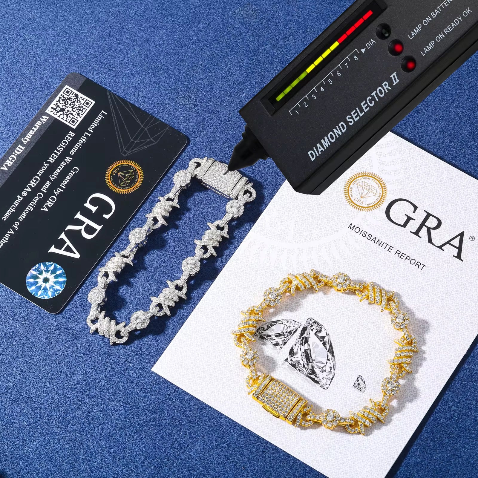 Pulsera Barbed Ice en Plata .925 con Moissanita VVS1