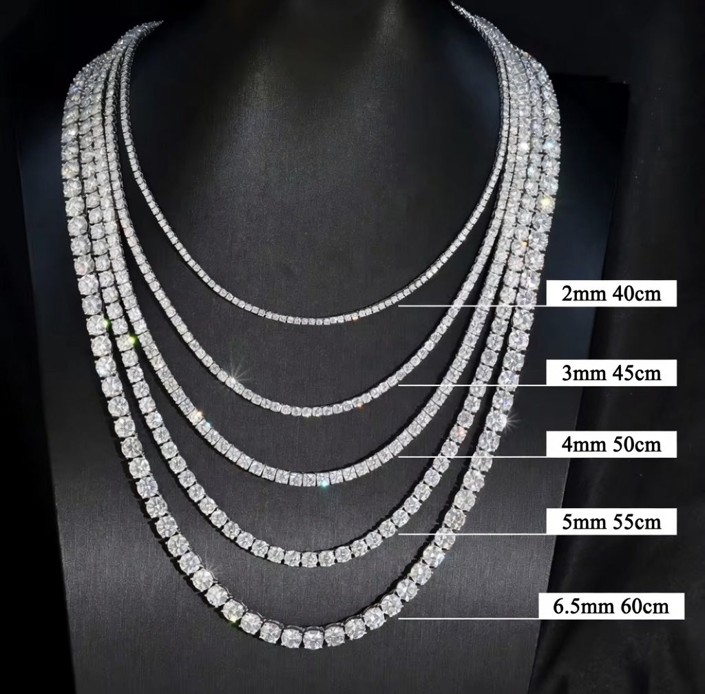 Cadena/collar tenis en plata esterlina .925 con moissanita VVS1